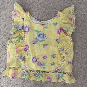 LoveShackFancy. Yellow floral ruffle top. Girls size 12 Y.